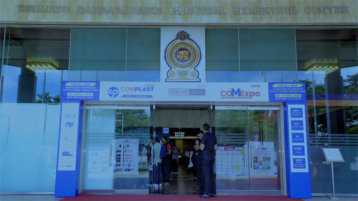 BMICH entrance during COMPLAST Sri Lanka